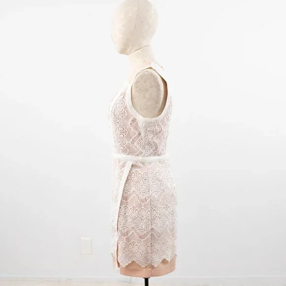 Anthropologie M Illusion Lace Sheath Mini Dress Pink - Picture 7 of 16